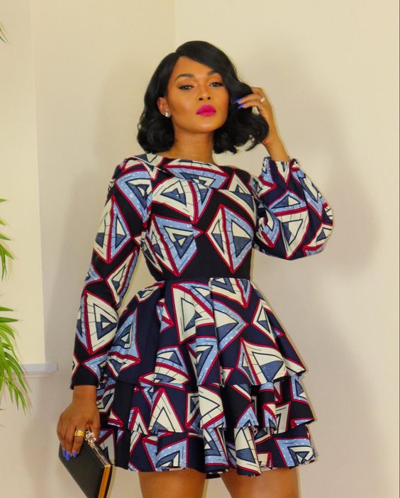 African Print Maxi Dress with Ruffles